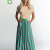 Prikket jersey stof teal og mauve 220 g/m²