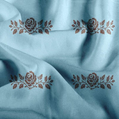 Viskoosi ruusuilla - taivaansininen/pekaani