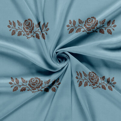 Viskoosi ruusuilla - taivaansininen/pekaani