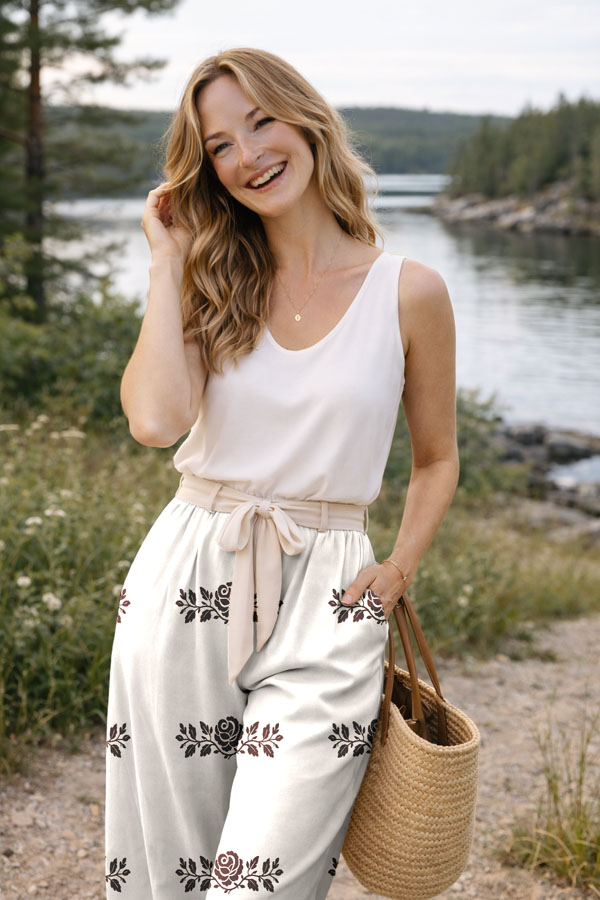 Viscose med roser - klassisk offset