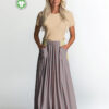 Jersey metervare mauve og teal prikket mønster 220 g/m²