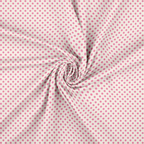 Forårs Prikker - Offwhite/Purkkapinkki rotaatioprintti jersey 220 g/m²