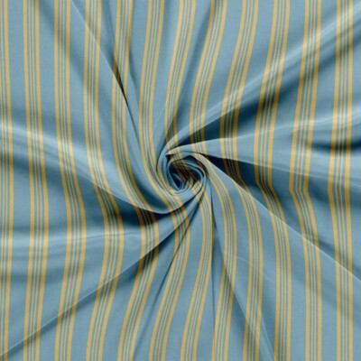 Viscose med striber - himmelblå/banana
