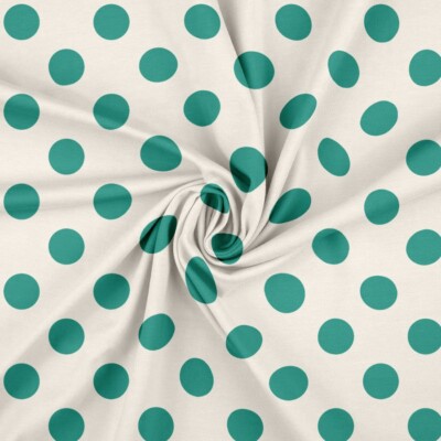 Forårs Prikker - Offwhite/Teal rotationsprint jersey 220 g/m²