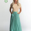 Prikket jersey i teal og offwhite, 95% bomuld 5% lycra, 160 cm