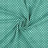 Forårs Prikker - Teal/Offwhite rotationsprint jersey stof 220 g/m²