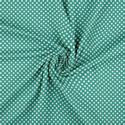 Spring Dots - Teal/Off-White rotary print jersey fabric, 220 g/m²