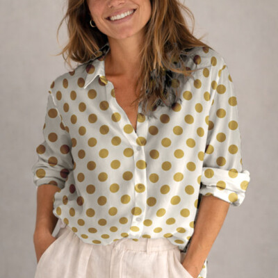Viscose with trend dots - off-white/amber