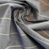 Half panama canvas upholstery fabric blue with black and white stripes 220 g/m² 150 cm