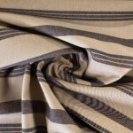 Half panama canvas upholstery fabric with brown stripes, 150 cm wide