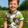 Jersey stoff print med fodboldmotiver til T-shirts og leggings