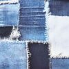 Denim patchwork print on woven cotton twill with slight stretch