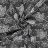 Denim med broderet bladmotiv i sort, 135 cm bred