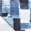 Cotton twill with denim patchwork print by the metre on a roll