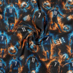 Jersey stof med print med energiske fodboldmotiver