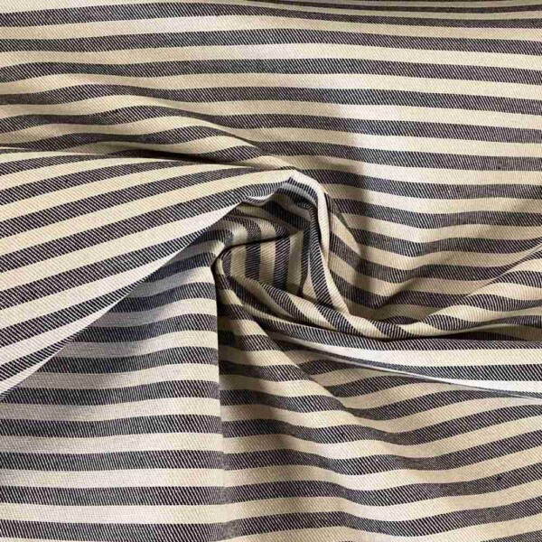 Half panama canvas with black stripes, 80% cotton 20% linen, 150 cm