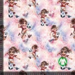 Jerseyprintti jalkapallo tyttö 3 puuvilla/lycra 220 g/m²