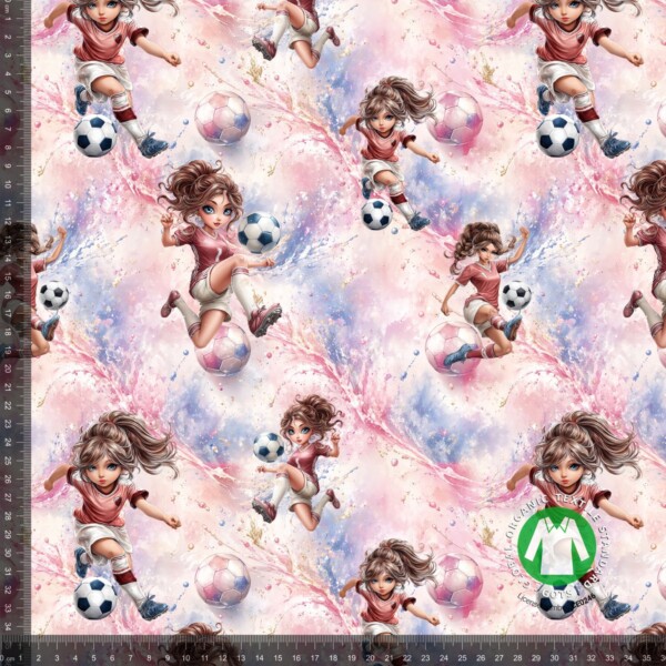 Jerseyprintti jalkapallo tyttö 3 puuvilla/lycra 220 g/m²