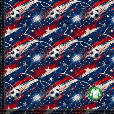 Jerseyprintti jalkapallo USA puuvilla/lycra 220 g/m²