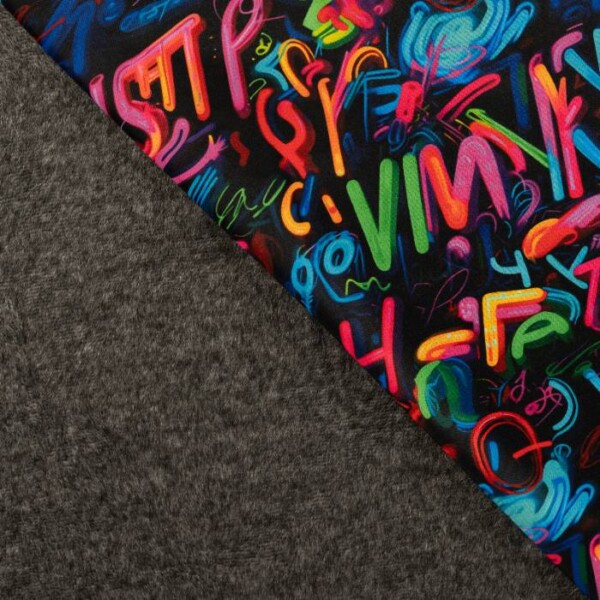 Graffiti sort sweatshirtstof 320 g/m² med Oekotex-certificering