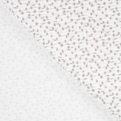 Poplin – små blomster i lavendel - Billede 3