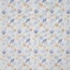 Nautical seashell print on woven cotton canvas in blue and white