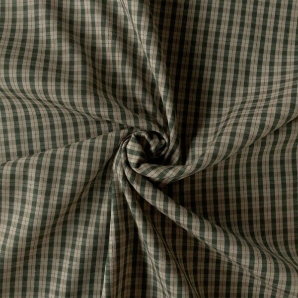 Modern check cotton green off-white woven cotton canvas fabric 140 cm