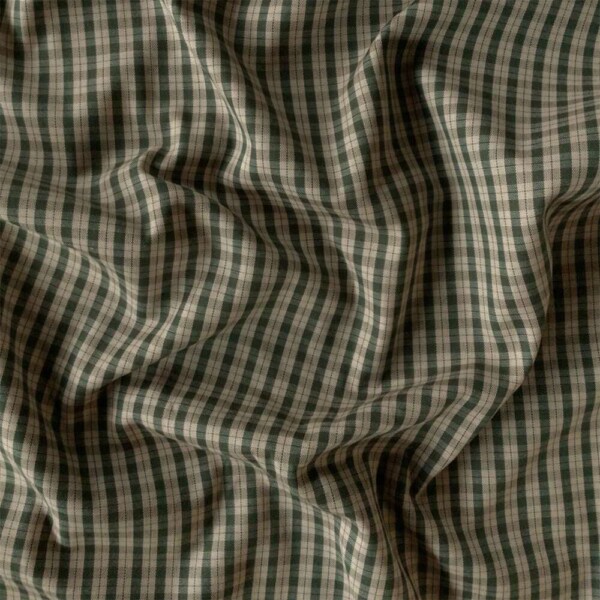 Checked cotton canvas fabric sand off-white for shirts and table textiles