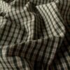 Checked cotton canvas fabric sand and off-white 110 g/m² close-up