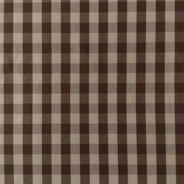 Detail of woven gingham checks cotton brown/off-white