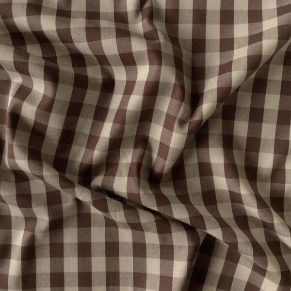 Gingham checks brown/off-white fabric by the metre for shirts and dresses