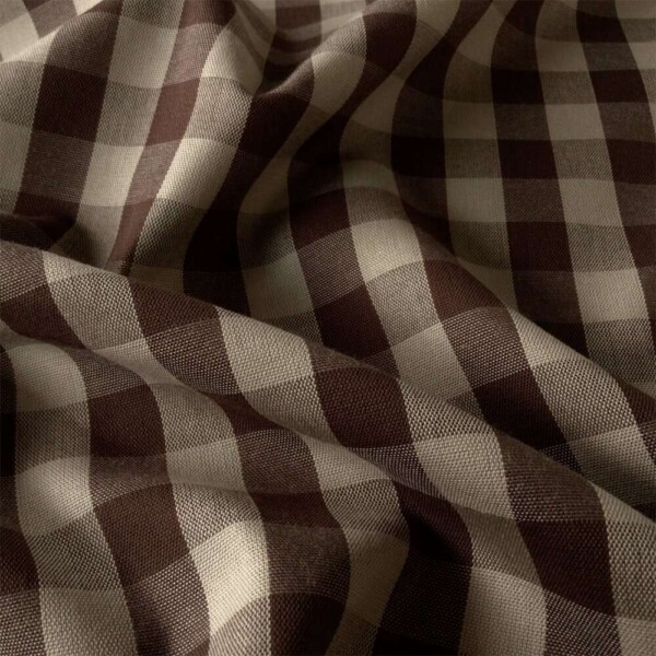Brown/off-white gingham checks on cotton canvas fabric 140 cm width