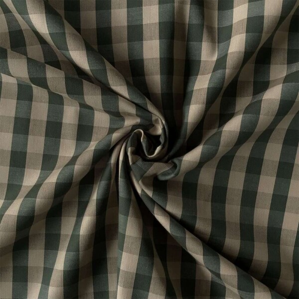 tern74 Gingham-ruudut vihreä ja offwhite, kudottu puuvillakangas 110 g/m²