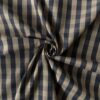 Gingham checks blue and off-white woven cotton canvas fabric 110 g/m²
