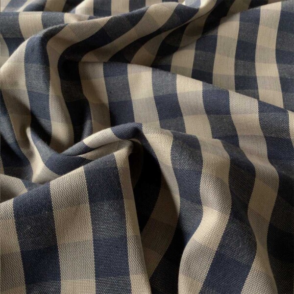Vihreä/offwhite gingham-ruutu puuvillakankaalla, leveys 140 cm
