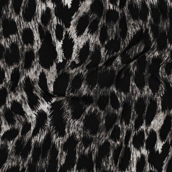 Detalje af grå gepard print på viscose metervare