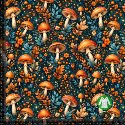 Jersey print med svampe og orange bær