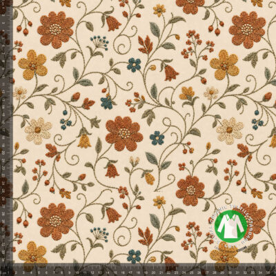Jersey print med sarte blomsterranker