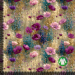 Digital print cotton jersey fabric with meadow flowers in pastel tones