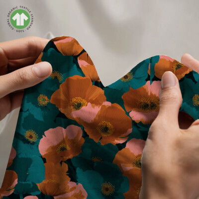 Printed jersey with orange poppies - Image 4