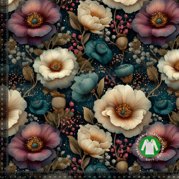 AU59_3_measurement Digital print cotton jersey with large peonies in jewel tones