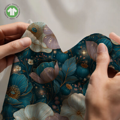 Jersey print med pastelblomster med glimt - Billede 4