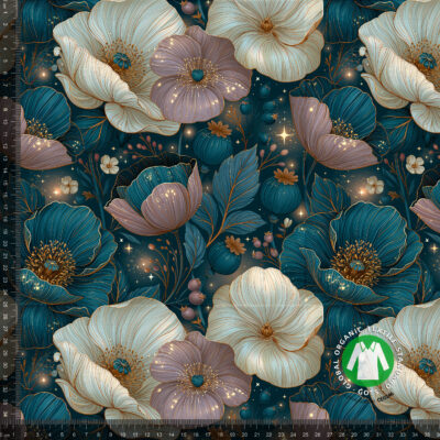Jersey print med pastelblomster med glimt