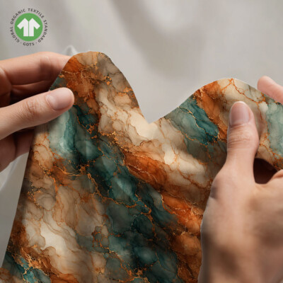 Jersey Print with Fluid Marble in Petrol - Image 4