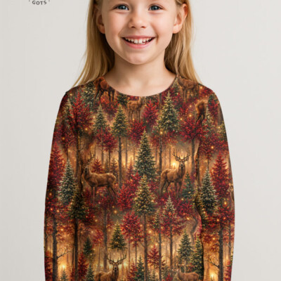 Jerseyprintti talvimetsällä ja kuusilla - Image 3