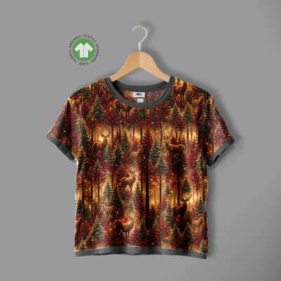 Jerseyprintti talvimetsällä ja kuusilla - Image 4