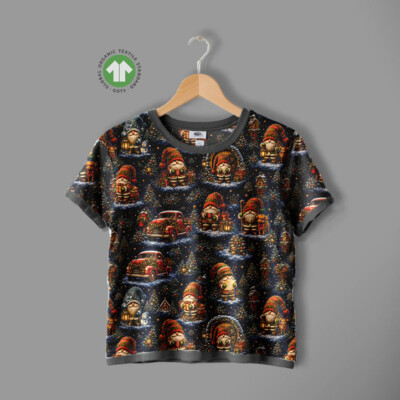 Jersey print med julenisser og egern - Billede 4