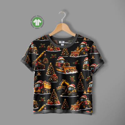 Jersey print med gule gravemaskiner - Billede 3