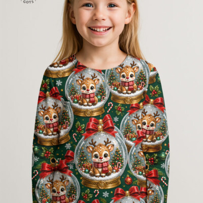 Printed jersey with reindeer in snow globes - Image 3