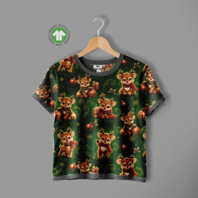 Jersey print med rensdyr og julestjerner - Billede 4